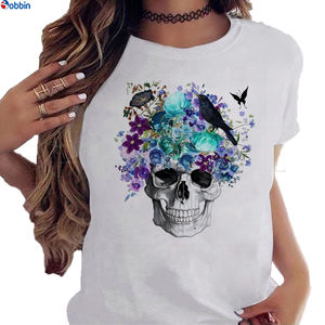 Camiseta Blanca para Niña, Camiseta con Estampado Gráfico, Ropa Casual, Transpirable, Camiseta de Verano con Estampado de Rosas y Mariposas, Modelo Básico - Product Image 6