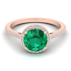 Anillo de compromiso REYES de plata de ley 925 con esmeralda de corte redondo de 1.75 quilates y moissanita para mujer, precio mayorista - Product Image 5