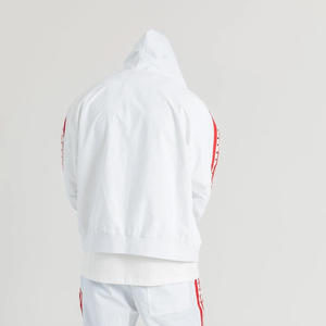 Sweat-shirts à capuche surdimensionnés à fermeture éclair en coton 100% rayé brodé personnalisé pour hommes - Product Image 4