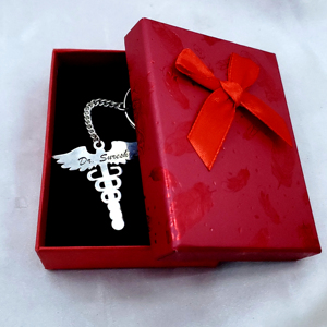 925 Sterling Silver Angel Wing Name Keychain for <b>Doctors</b> - Product Image 2