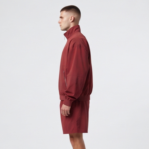 Ensemble court deux pièces coupe-vent zippé pour homme, 100 % nylon polyester, ensemble de jogging ample avec fermeture éclair intégrale - Product Image 3