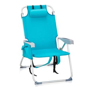Mint Green 100kg Beach Chair 63*70*99cm Heightened with Oxford Cloth and Silver White Aluminum Tube Bearing Capacity-100kg - Product Image 1