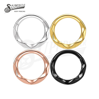 SUPERSTAR Anneau de nez clicker segmenté articulé en acier inoxydable 316L hypoallergénique à design facetté, bijou de piercing corporel