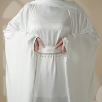 Ensemble Abaya 5 Pièces pour Femmes Musulmanes – Robe de Soirée/Formelle Anti-Plis en Satin Uni Coupe Droite avec Niqab-Hijab Intégré