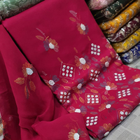 Salwar Kameez Wanita Bahan Chiffon Semi-Jahit dengan Bordir & Payet Model Midi Modern untuk Pernikahan & Pesta