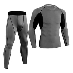 <b>Men's</b> Long Sleeve <b>Compression</b> <b>Shirts</b> & Base Layer Legging Tights Custom Made Fitness Workout Athletic 2 Piece Set <b>For</b> <b>Men</b> - Product Image 1