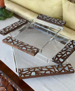 Bandeja Decorativa de Madera con Incrustaciones de Nácar y Acrílico de Color Natural de ROYAL ARTISANS, con Tamaño/Forma/Logotipo Personalizados de QA - Product Image 1