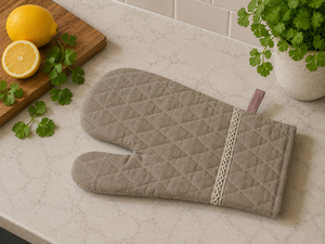 Gant de four matelassé en coton résistant à la chaleur, lavable, pour la cuisine et la pâtisserie, avec bordure en dentelle, compatible lave-vaisselle - Product Image 4
