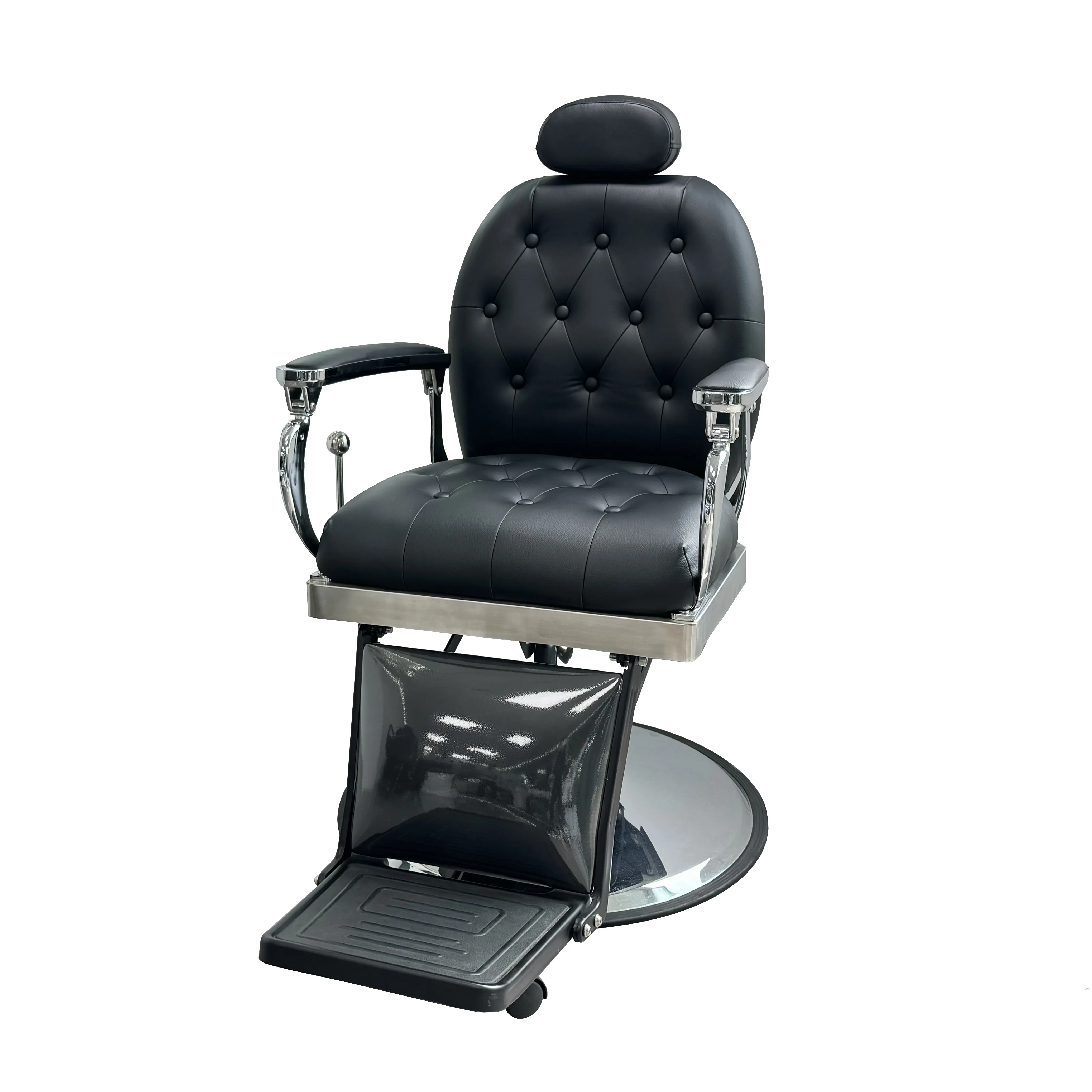 Barbershop equipment luxury barber chairs hair saloon chair stainless steel hydraulic base