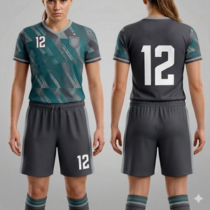 Conjunto de Dos Colores, Pantalones Cortos Deportivos para Mujer, Uniforme de Fútbol con Calcetines, Cuello en V, Tela Resistente, Ropa Deportiva - Product Image 1
