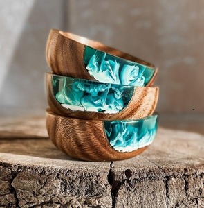 ชามไม้ทำมือ ชามสลัดไม้ธรรมชาติ สำหรับครัว รับประทานอาหาร ตกแต่งบ้าน ขายส่ง - Product Image 1