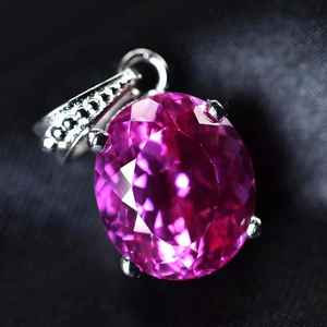 Colgante de Rubí Rosa Natural, Plata de Ley 925, Conjunto de Joyería Fina, Collar Chapado en Oro para Mujer, Regalo para Fiesta - Product Image 6