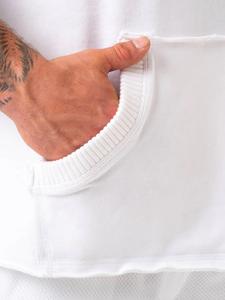 Sweats à capuche blancs en gros, de haute qualité, de luxe, personnalisés, en coton mélangé épais, à épaules tombantes, pour hommes - Product Image 3