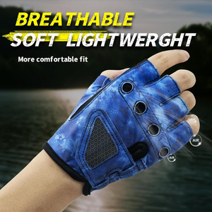 Guantes de Pesca de Medio Dedo de Poliéster Duraderos en Oferta, Protección UPF 50, Cierre de Gancho y Bucle, Secado Rápido, Guantes Elásticos para Exteriores - Product Image 4