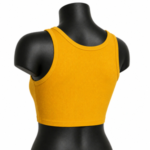 Custom Yellow Women Ribbed <b>Crop</b> Tank <b>Top</b> Sleeveless Yoga Gym Fitness Activewear OEM Wholesale Cheap Price Tank <b>top</b> Breathable - Product Image 2