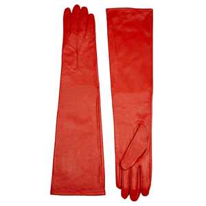 Guantes largos de cuero rojo estilo opera sin forro para fiestas y uso en invierno - Product Image 1