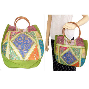 Bolso de Hombro para Mujer de Lona Étnica con Asa de Caña, Bordado, Estilo Bohemio Vintage, Tipo Tote, de Gran Venta - Product Image 2