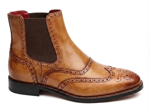 Botas Chelsea de Piel de Oveja Marrón para Hombre, Punta Puntiaguda, con Cordones, para Todas las Temporadas, Oficina, Carrera, Color Sólido, Suela de Goma - Product Image 1