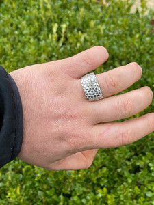 Women's Rhodium Plated Stainless Steel Cocktail <b>Ring</b> With Micro Pave Cubic Zirconia Round <b>Stones</b> Glam Party Jewelry - Product Image 4