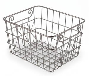 Premium Metal <b>Wire</b> <b>Storage</b> <b>Basket</b> Rectangle With Handles Simple Design Multi-Purpose Neatening Organizer - Product Image 1
