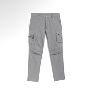 Men's Gray <b>Cargo</b> <b>Pants</b> 100% Polyester Canvas Breathable Multiple Pockets Workwear Style Mid Waist Button Fly Summer Wear - Product Image 1