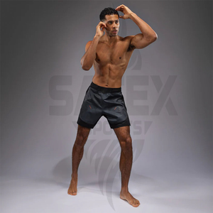 กางเกงมวยไทยสำหรับผู้ใหญ่ MMA สีทึบแห้งเร็วระบายอากาศได้ดีพิมพ์โลโก้ได้ตามต้องการ - Product Image 2