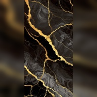 Carrelage mural en céramique de style Marquina noir et or moderne de qualité supérieure, finition intérieure élégante, non émaillé, type brique réfractaire, 300x600mm, épaisseur 8mm, pour hall, vente en gros