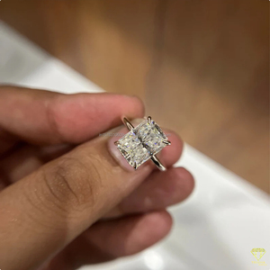 Moissanite Diamond <b>Ring</b> Hidden Halo <b>Ring</b> <b>Emerald</b> Cut Moissanite <b>Emerald</b> Cut Engagement <b>Ring</b> 925 Sterling <b>Silver</b> <b>Ring</b> Moissanite - Product Image 3
