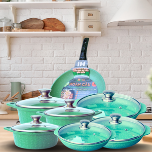 Ensemble de 3 ustensiles de cuisine en aluminium moulé sous pression écologiques, revêtement céramique/PTFE antiadhésif, compatible induction, couvercles en verre trempé - Product Image 4