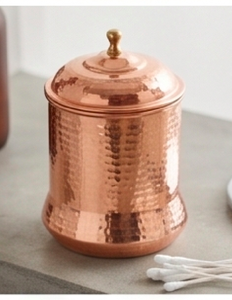 Ensemble de 3 pots à épices en cuivre faits à la main avec couvercles, design rond classique, pour le rangement en cuisine et la présentation à table - Product Image 3