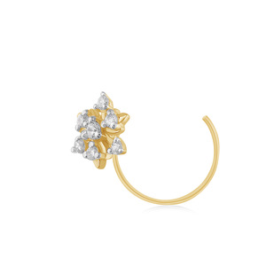 GLEAMORA ENTERPRISE Flower Shape Brilliant Cut Lab Grown <b>Diamond</b> <b>Nose</b> Pin 14K Yellow Gold Plated Luxury <b>Stud</b> Women's Everyday - Product Image 2
