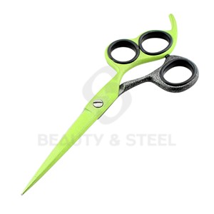 Tijeras Profesionales para Cortar Cabello de Titanio Azul con Hojas Rectas Afiladas y Agarres Ergonómicos con Anillo Brillante - Product Image 4