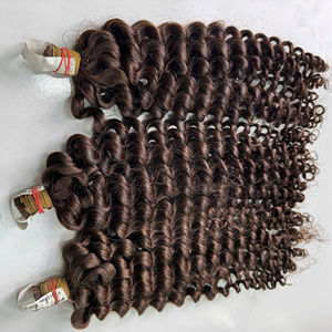 Pelo rizado a granel 100% Extensiones de cabello humano de envío rápido vietnamita Cabello humano Marrón Agua Rizado - Product Image 2