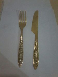 Elegant Modern Sustainable <b>Gold</b> Flatware Set High Mirror Polish Rust Resistant Wedding Dining <b>Utensils</b> - Product Image 3
