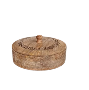 Traditional Indian Chapati Storage <b>Container</b> Handmade Wooden Roti <b>Box</b> with Lid Roti Dabba for Kitchen Storage Dining Gifting - Product Image 5