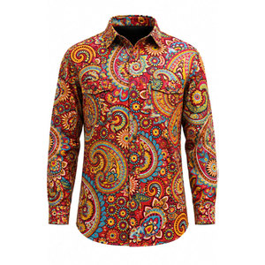 เสื้อเชิ้ตแขนยาวลายเพสลีย์สำหรับผู้ชาย ผ้าโพลีเอสเตอร์ พิมพ์ลายแบบซับลิเมชั่น แฟชั่นสำหรับทำงาน ดีไซน์สวมใส่สบาย - Product Image 2