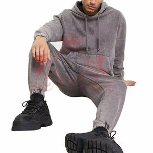 Ensemble pantalon et sweat à capuche délavé style décontracté, tissu doux, coupe ample pour un style de vie quotidien - Product Image 3