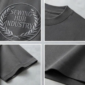 Camiseta Oversize Gris Carbón para Hombre con Logotipo Bordado, Corte Holgado, Precio al por Mayor - Product Image 4