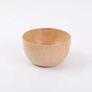 Bol à soupe en bois de qualité supérieure, mini-bol à fruits, bol à riz en bois de caoutchouc naturel, incassable, ustensile de cuisine pour enfants et adultes - Product Image 1