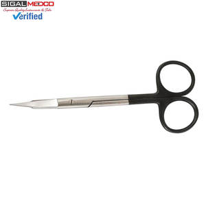 Juego de 2 tijeras quirúrgicas manuales de precisión de acero inoxidable curvadas y rectas de 5 pulgadas, marca Goldman Fox, con certificación CE, para eliminación de verrugas cutáneas - Product Image 5