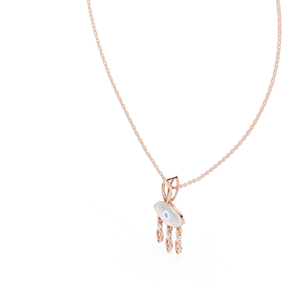 LUMINOUS GOOD LUCK CHARM LAB GROWN DIAMOND <b>PENDANT</b> SET IN 18KT <b>SOLID</b> ROSE <b>GOLD</b> FOR ENGAGEMENT PARTY VALENTINE GIFT DAILY WEAR - Product Image 4