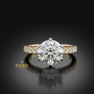 แหวนหมั้นเพชรทรงกลมทอง 14K ประดับเพชรแบบ Pave Band แหวนสัญญาสำหรับเจ้าสาว ของขวัญวันครบรอบสำหรับเธอ - Product Image 5