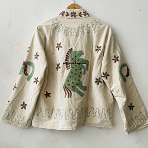 Chaqueta de algodón Suzani hecha a mano en India, chaqueta corta bordada a mano, abrigo unisex, chaqueta corta Suzani hecha a mano - Product Image 6