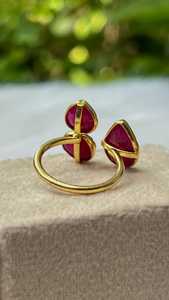 New Arrival Synthetic Customized Color Chalcedony 8x10mm Faceted Cut Prong Setting 14K Gold Plated <b>Brass</b> Christian Bohemian <b>Ring</b> - Product Image 5