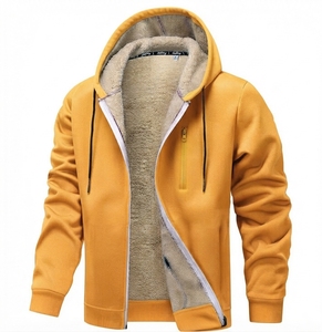 <b>Men's</b> <b>Burgundy</b> Hooded Fleece Lined Pullover Sweatshirt Casual Winter Wear Loose Fit Solid Color Knitted Jacket Waterproof - Product Image 6