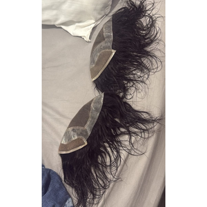 Peluca de Cabello Humano Rizado para Hombre, Tupé Corto Ondulado sin Pegamento, Negro Natural Transparente, 180% de Densidad, Uso Diario - Product Image 5