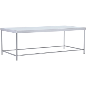 Contemporary Mirror Top <b>Coffee</b> <b>Table</b> Satin Nickel Steel Frame Rectangle Cocktail <b>Table</b> For Hotel Lobby Office Reception Lounge - Product Image 1