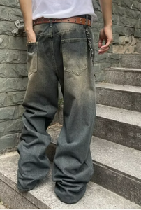 Pantalon Harem en Denim Délavé pour Homme, Coupe Ample, Taille Mi-Haute, Déchiré, Style Hip-Hop, Streetwear, Idéal Printemps - Product Image 3