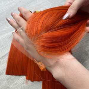 Os droit Cajun couleur orange, perruque d'extensions de cheveux vrais cheveux humains cheveux colorés - Product Image 3
