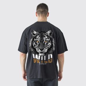 Nouveau T-shirt Homme de Luxe 100% Coton Col Côtelé Oversize Épaules Tombantes Streetwear Imprimé Logo Personnalisé T-shirt Vierge - Product Image 6